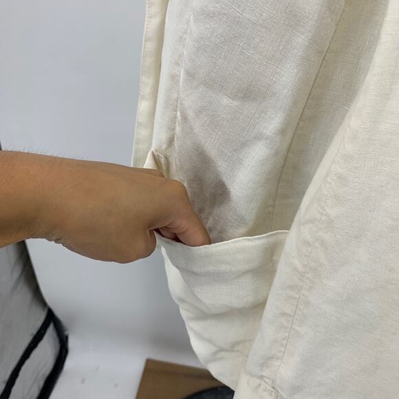 J Jill Blazer Womens S Small Ivory Linen One Button Pockets Lightweight Jacket - Picture 5 of 13